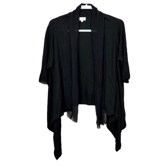TSE Black Silk Cashmere Asymmetrical Open Cardigan - Picture 1 of 6